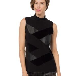 Joseph Ribkoff soft mock neck mixed material sleeveless blouse blouse woman's 6